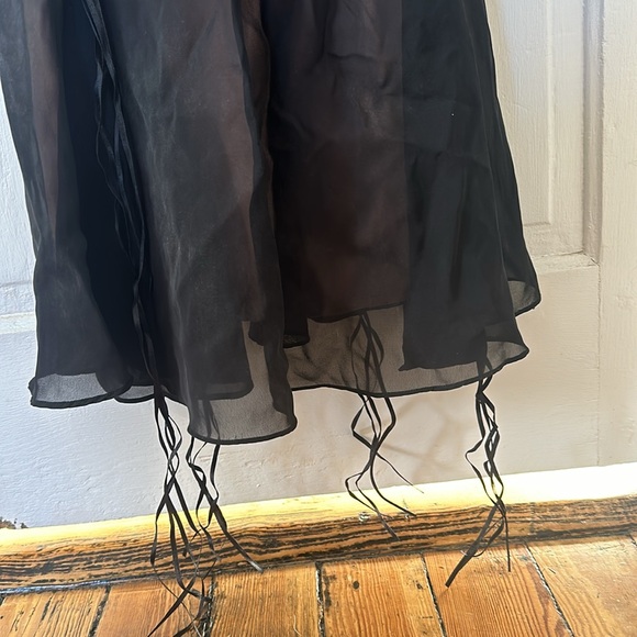 Betsey Johnson Vintage Y2K Sheer Black Over Beige Beaded Gown NWT - Picture 9 of 15